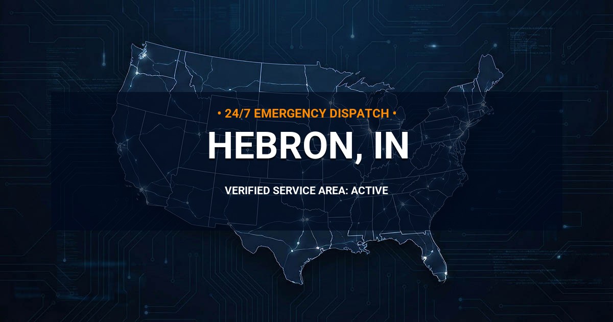 Emergency Plumbing Dispatch Map for Plumbing Services: Hebron, IN