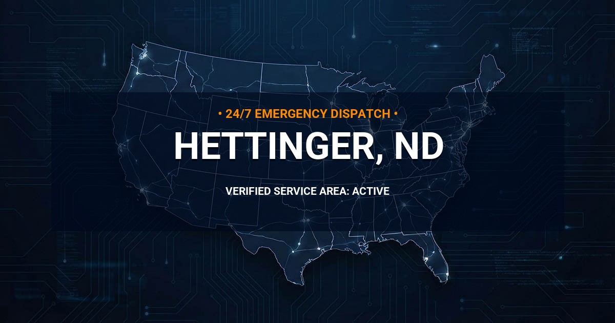 Emergency Plumbing Dispatch Map for Plumbing Services: Hettinger, ND