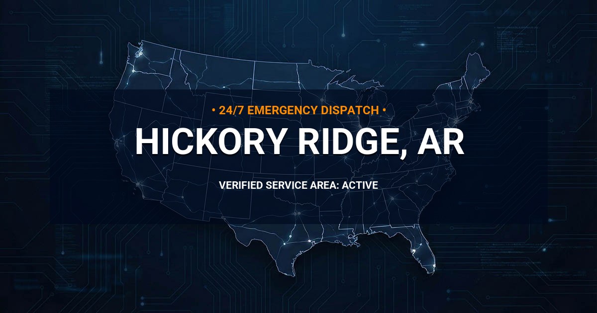 Emergency Plumbing Dispatch Map for Plumbing Services: Hickory Ridge, AR