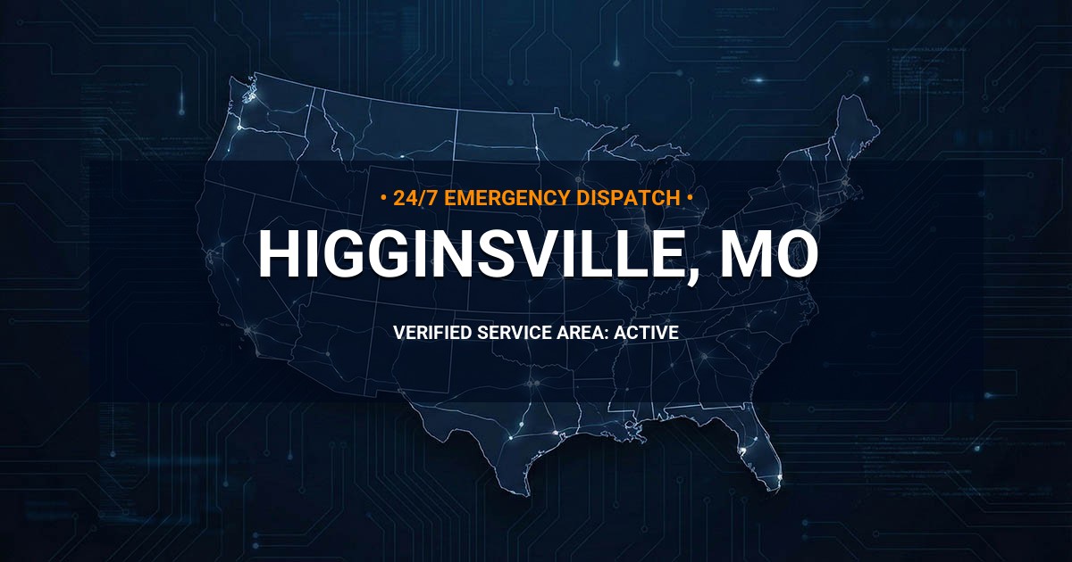 Emergency Plumbing Dispatch Map for Plumbing Services: Higginsville, MO