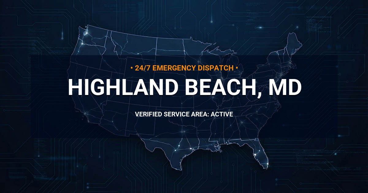 Emergency Plumbing Dispatch Map for Plumbing Services: Highland Beach, MD