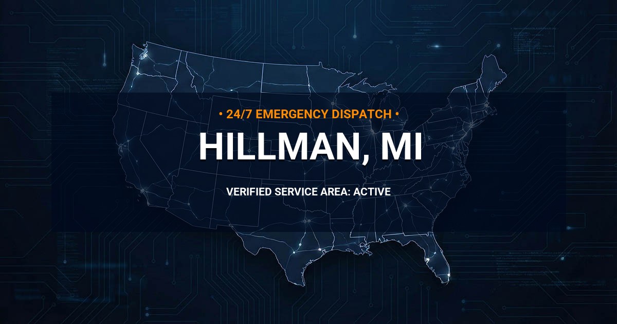 Emergency Plumbing Dispatch Map for Plumbing Services: Hillman, MI