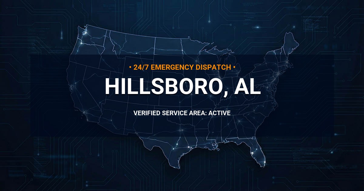 Emergency Plumbing Dispatch Map for Plumbing Services: Hillsboro, AL