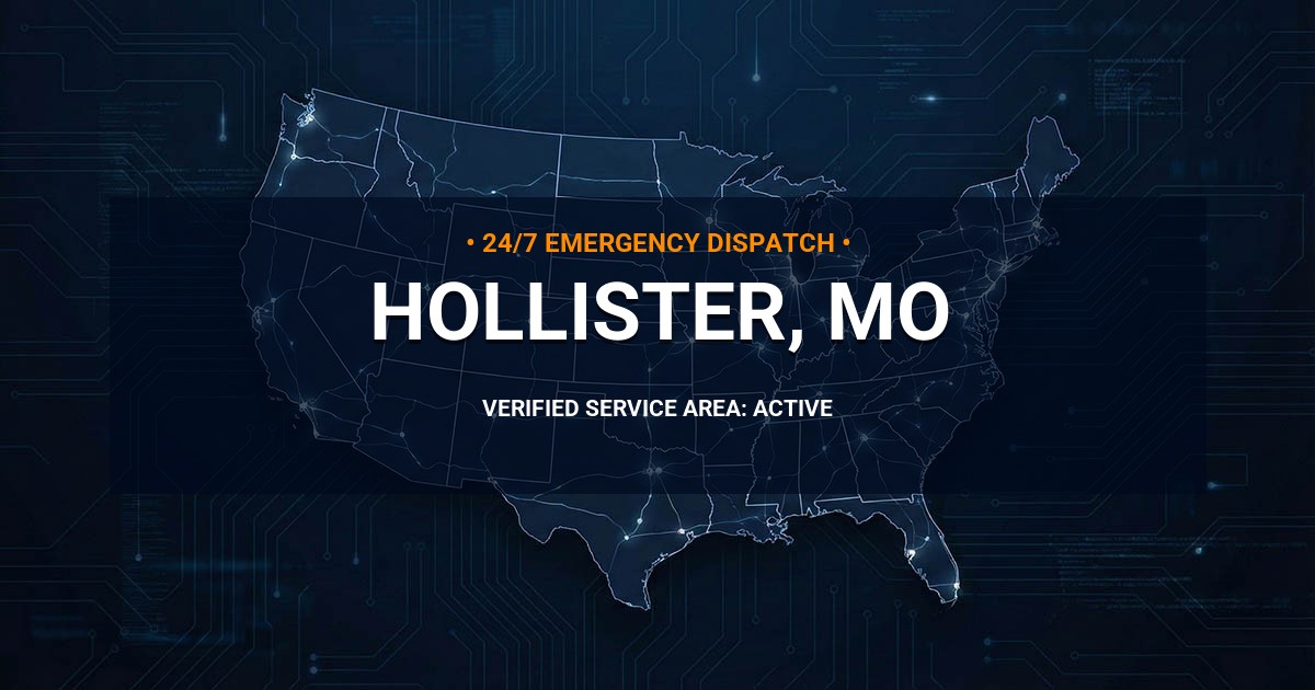 Emergency Plumbing Dispatch Map for Plumbing Services: Hollister, MO