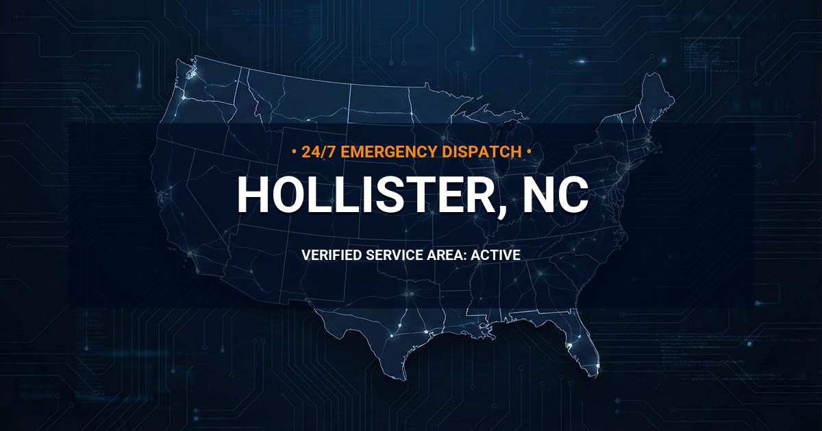 Emergency Plumbing Dispatch Map for Plumbing Services: Hollister, NC