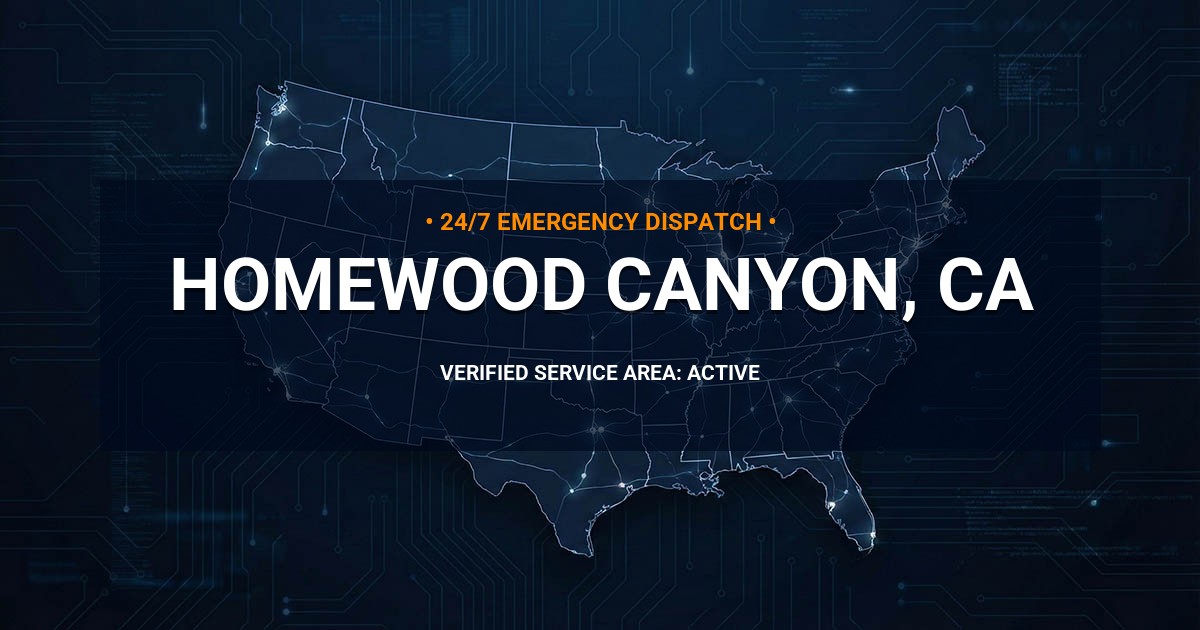 Emergency Plumbing Dispatch Map for Plumbing Services: Homewood Canyon, CA