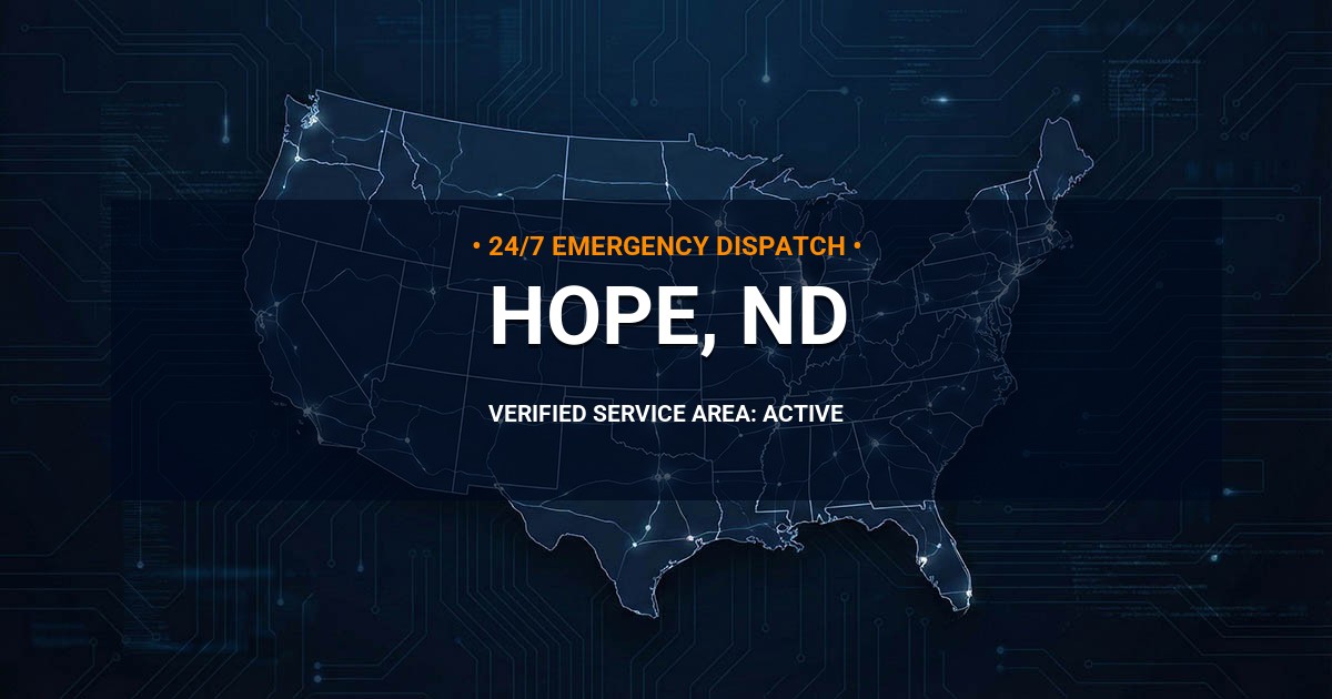 Emergency Plumbing Dispatch Map for Plumbing Services: Hope, ND