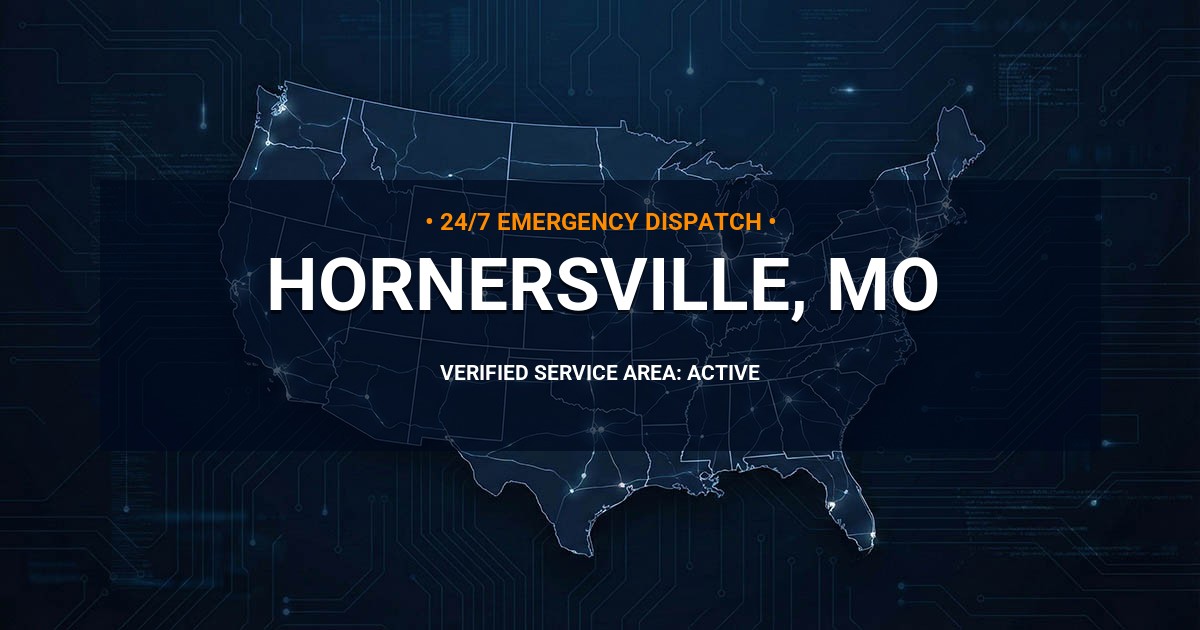 Emergency Plumbing Dispatch Map for Plumbing Services: Hornersville, MO