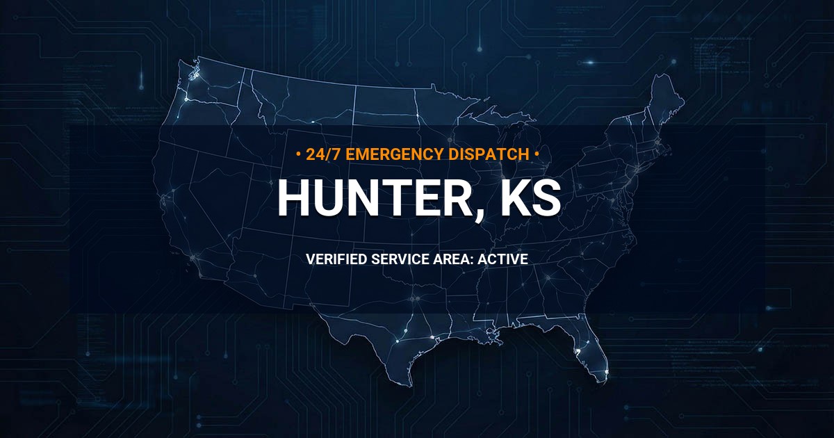 Emergency Plumbing Dispatch Map for Plumbing Services: Hunter, KS