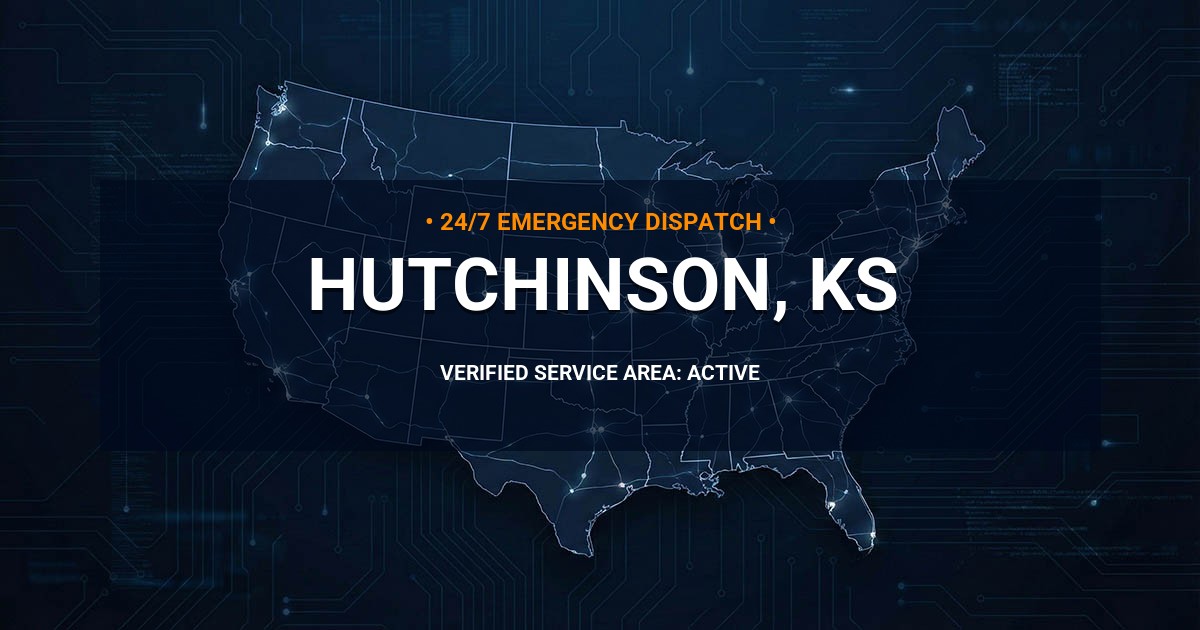 Emergency Plumbing Dispatch Map for Plumbing Services: Hutchinson, KS