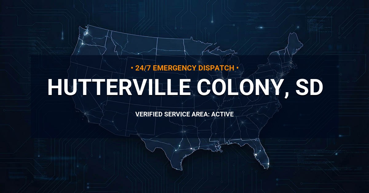Emergency Plumbing Dispatch Map for Plumbing Services: Hutterville Colony, SD