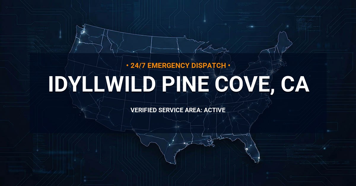 Emergency Plumbing Dispatch Map for Plumbing Services: Idyllwild-Pine Cove, CA