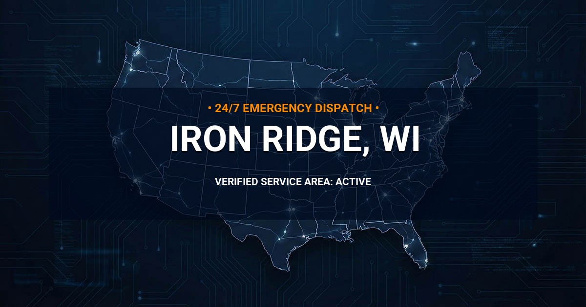 Emergency Plumbing Dispatch Map for Plumbing Services: Iron Ridge, WI