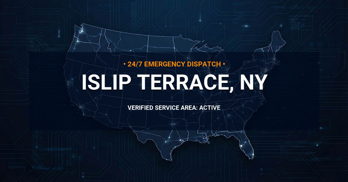 Emergency Plumbing Dispatch Map for Plumbing Services: Islip Terrace, NY