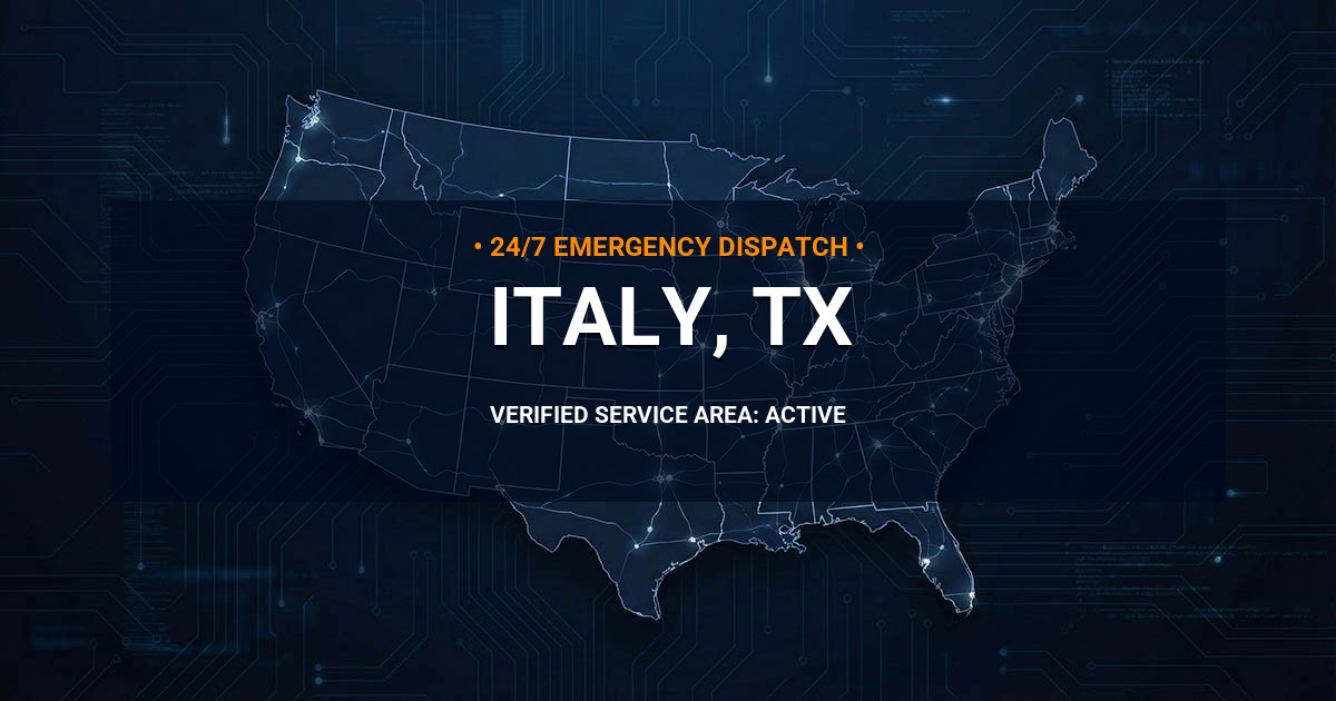 Emergency Plumbing Dispatch Map for Plumbing Services: Italy, TX