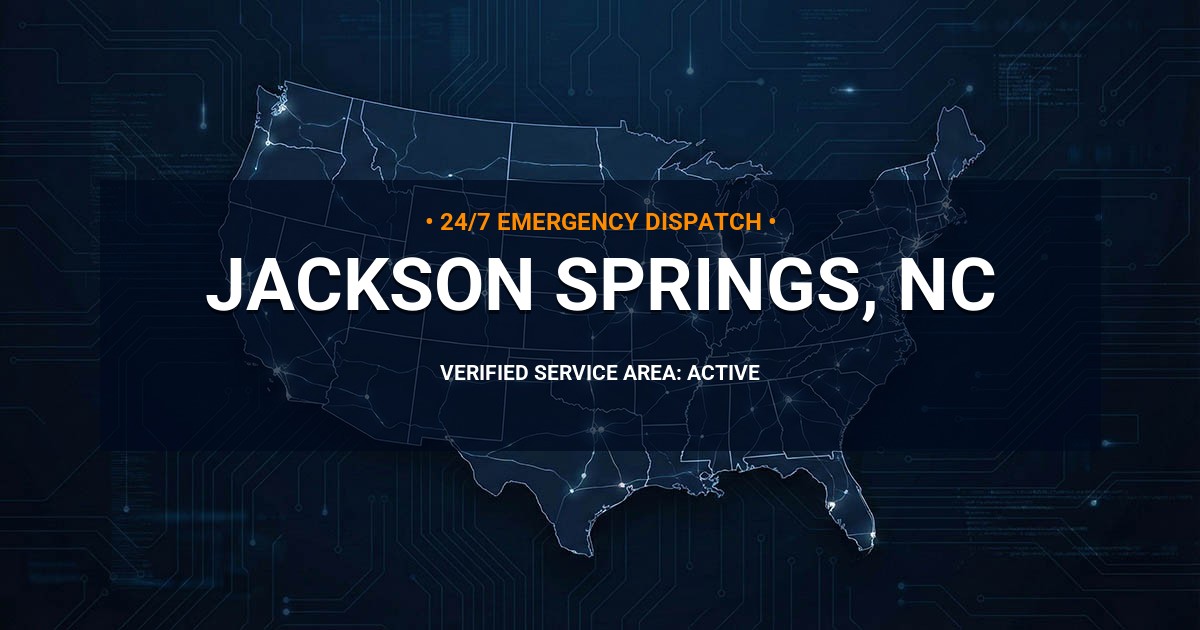 Emergency Plumbing Dispatch Map for Plumbing Services: Jackson Springs, NC