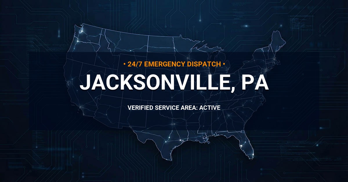 Emergency Plumbing Dispatch Map for Plumbing Services: Jacksonville, PA