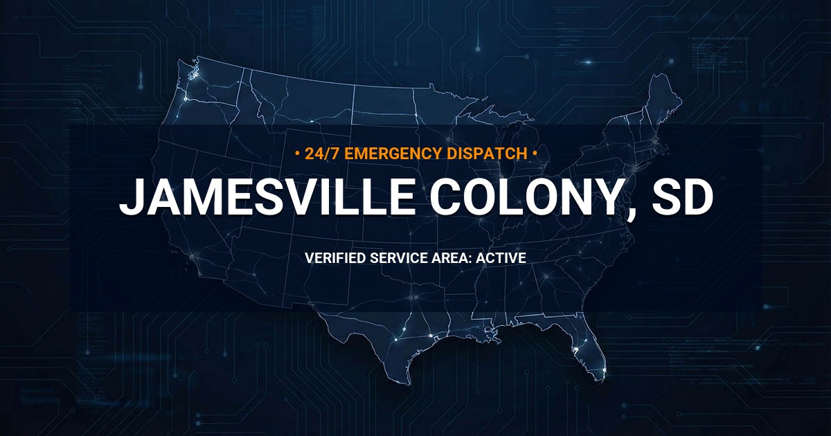 Emergency Plumbing Dispatch Map for Plumbing Services: Jamesville Colony, SD
