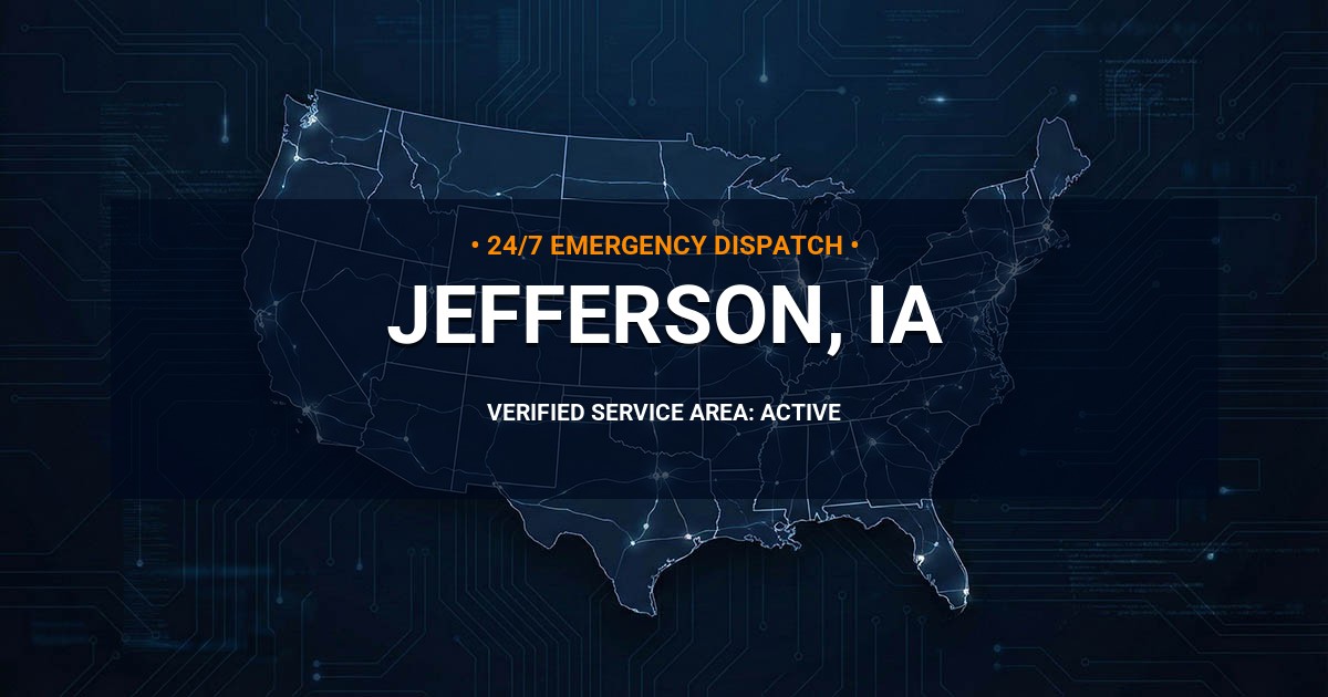 Emergency Plumbing Dispatch Map for Plumbing Services: Jefferson, IA