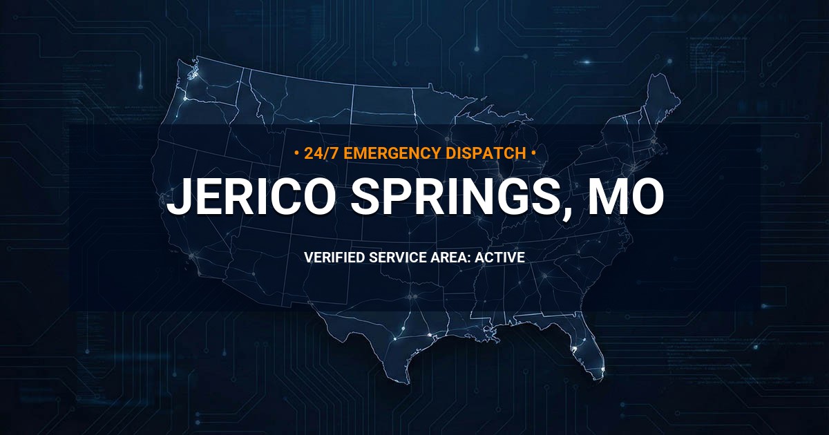 Emergency Plumbing Dispatch Map for Plumbing Services: Jerico Springs, MO