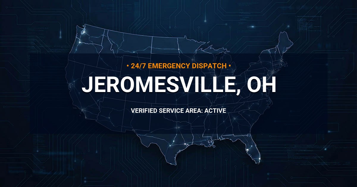 Emergency Plumbing Dispatch Map for Plumbing Services: Jeromesville, OH