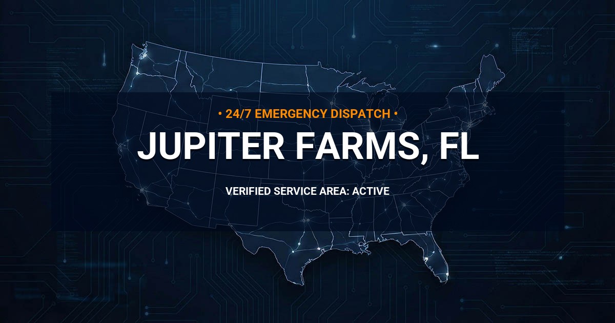 Emergency Plumbing Dispatch Map for Plumbing Services: Jupiter Farms, FL
