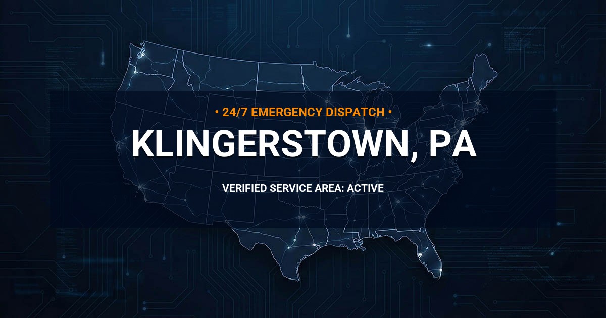 Emergency Plumbing Dispatch Map for Plumbing Services: Klingerstown, PA
