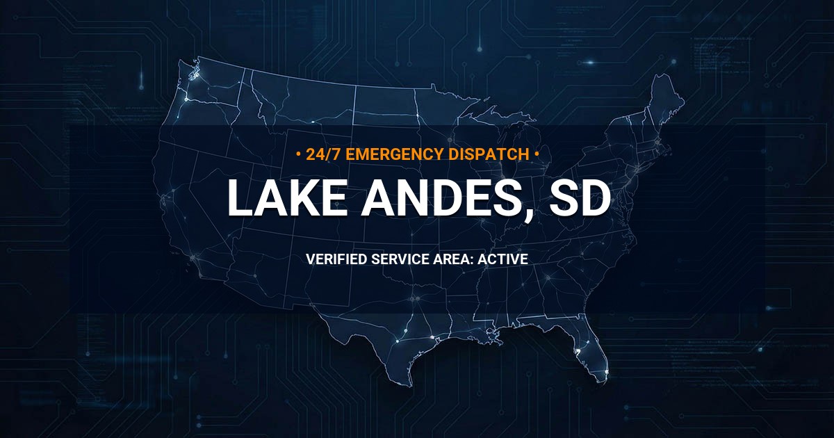 Emergency Plumbing Dispatch Map for Plumbing Services: Lake Andes, SD