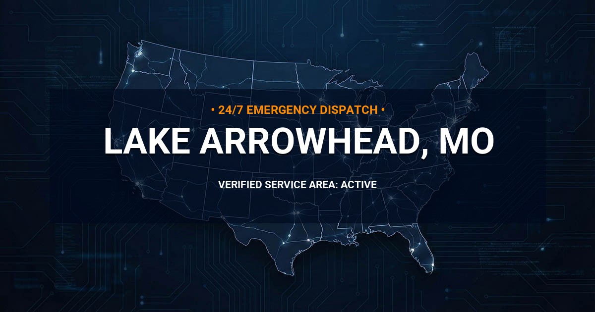 Emergency Plumbing Dispatch Map for Plumbing Services: Lake Arrowhead, MO