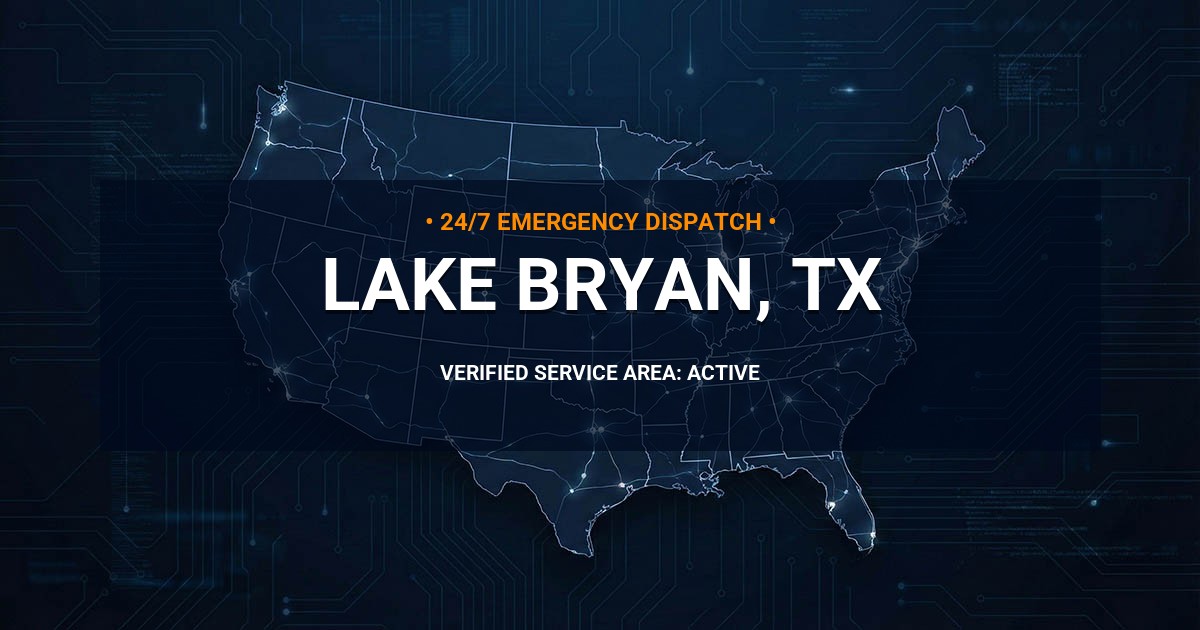 Emergency Plumbing Dispatch Map for Plumbing Services: Lake Bryan, TX