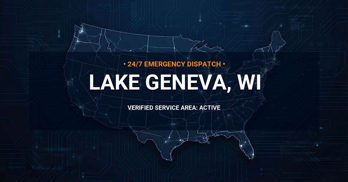 Emergency Plumbing Dispatch Map for Plumbing Services: Lake Geneva, WI
