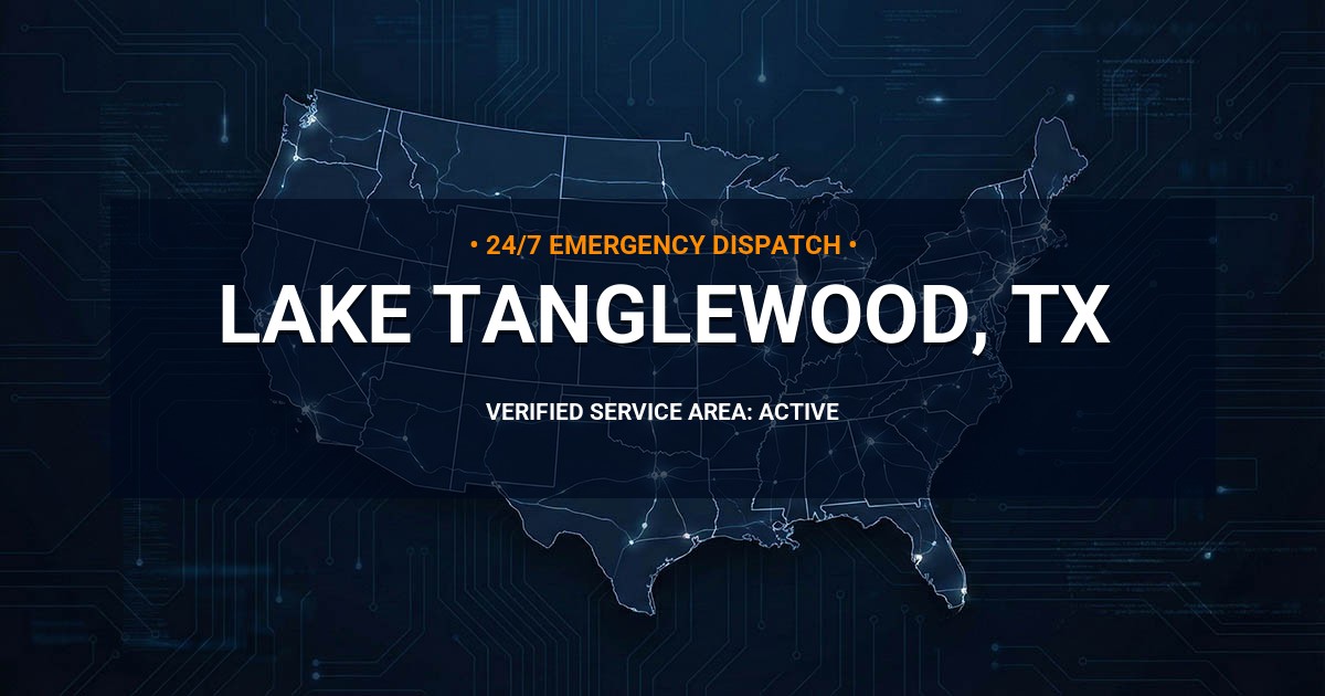 Emergency Plumbing Dispatch Map for Plumbing Services: Lake Tanglewood, TX
