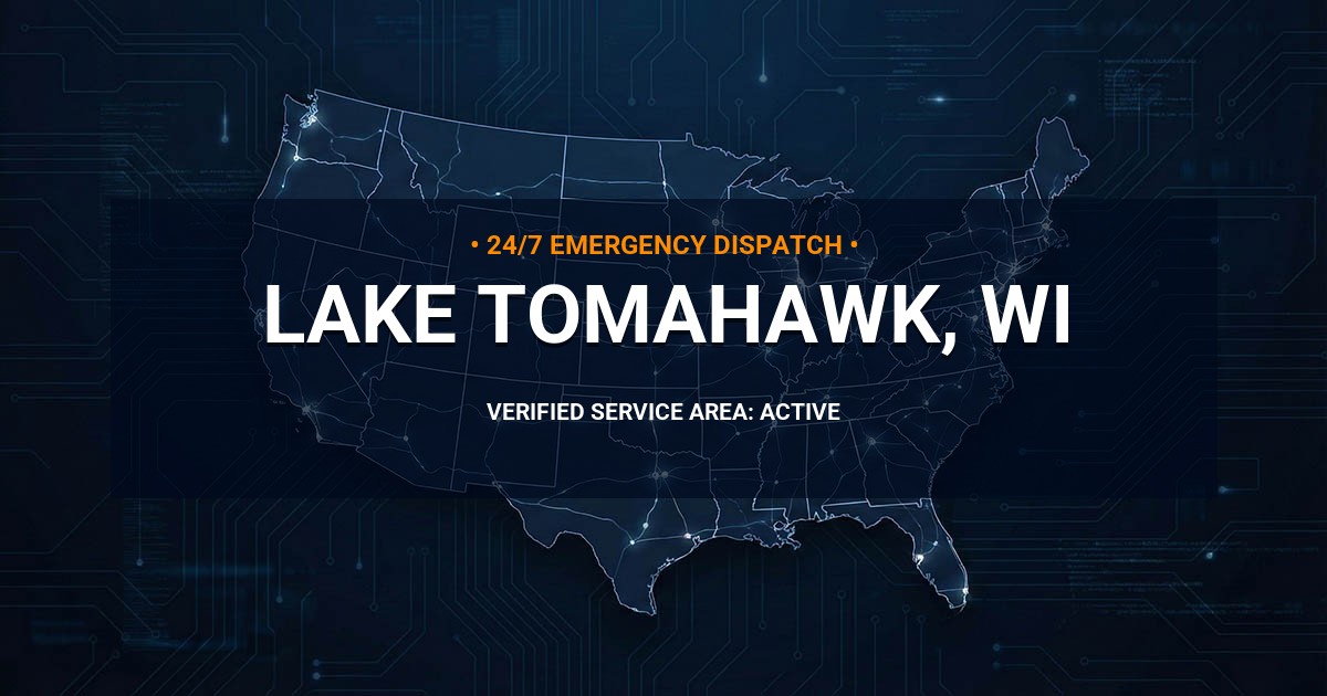 Emergency Plumbing Dispatch Map for Plumbing Services: Lake Tomahawk, WI
