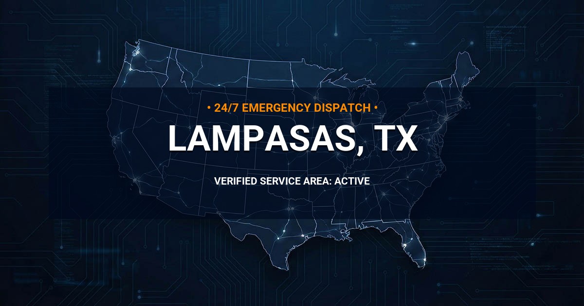 Emergency Plumbing Dispatch Map for Plumbing Services: Lampasas, TX
