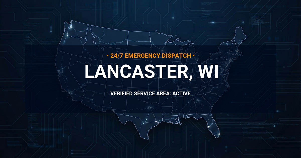 Emergency Plumbing Dispatch Map for Plumbing Services: Lancaster, WI