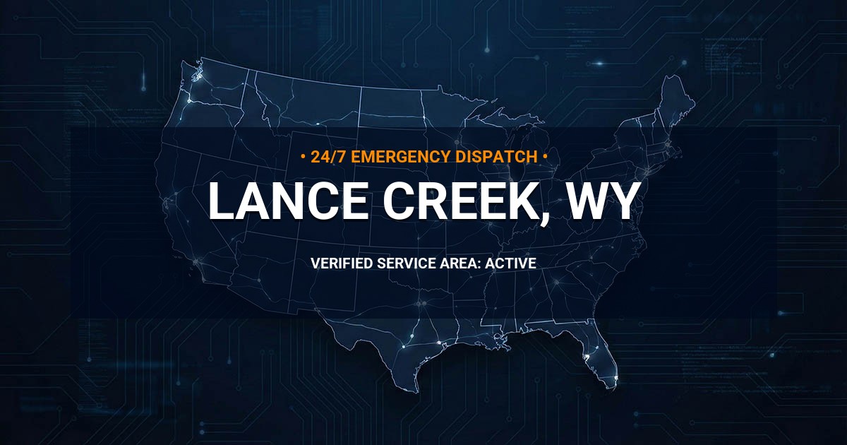 Emergency Plumbing Dispatch Map for Plumbing Services: Lance Creek, WY