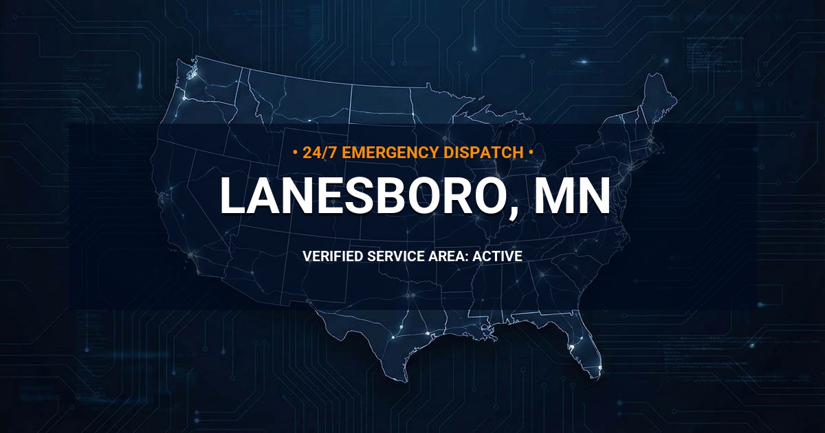 Emergency Plumbing Dispatch Map for Plumbing Services: Lanesboro, MN