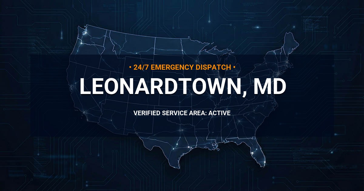 Emergency Plumbing Dispatch Map for Plumbing Services: Leonardtown, MD