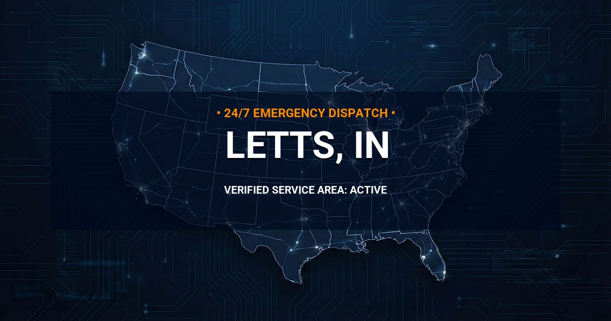 Emergency Plumbing Dispatch Map for Plumbing Services: Letts, IN