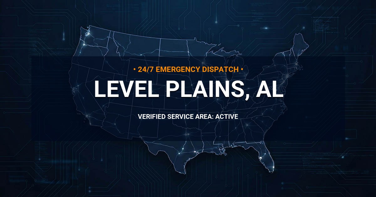 Emergency Plumbing Dispatch Map for Plumbing Services: Level Plains, AL