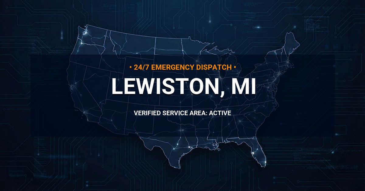 Emergency Plumbing Dispatch Map for Plumbing Services: Lewiston, MI