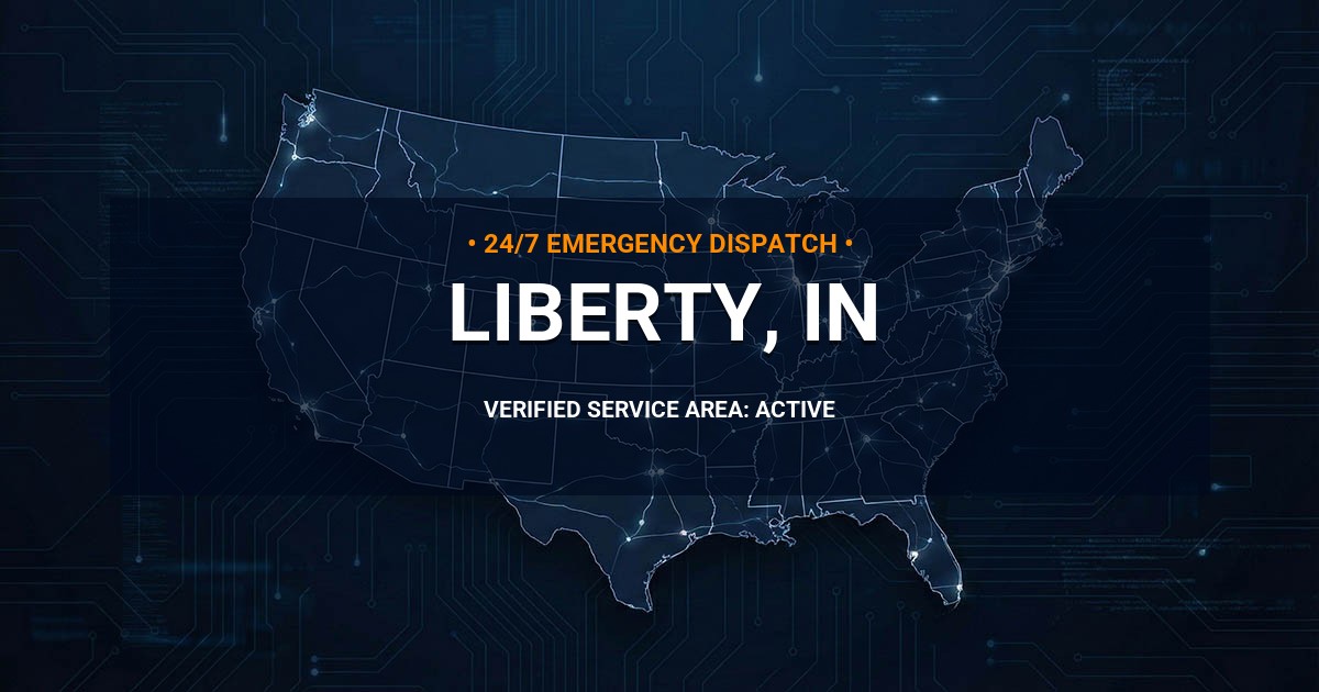 Emergency Plumbing Dispatch Map for Plumbing Services: Liberty, IN