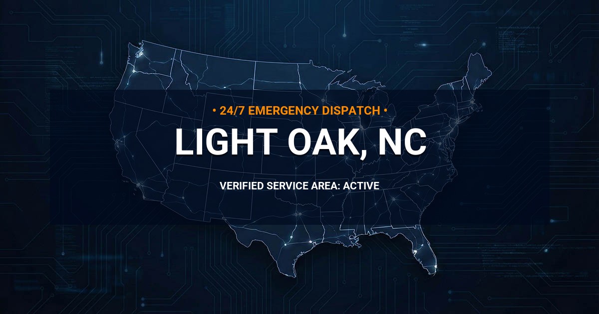 Emergency Plumbing Dispatch Map for Plumbing Services: Light Oak, NC