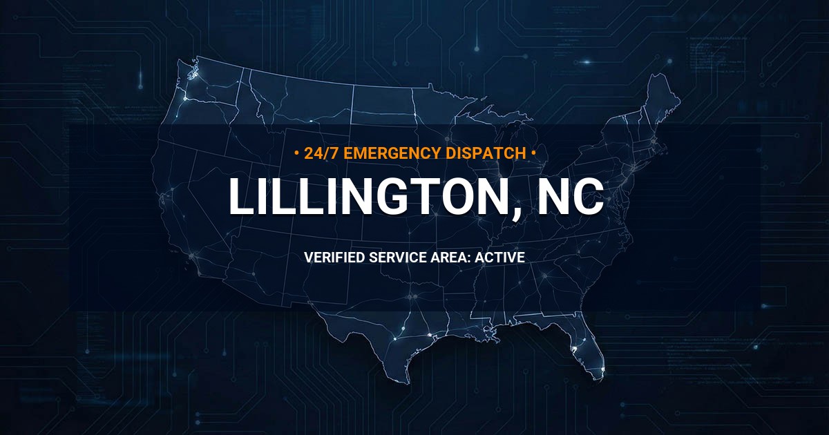 Emergency Plumbing Dispatch Map for Plumbing Services: Lillington, NC