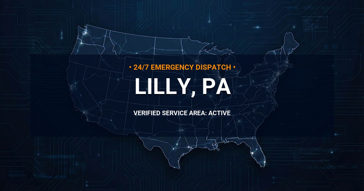 Emergency Plumbing Dispatch Map for Plumbing Services: Lilly, PA
