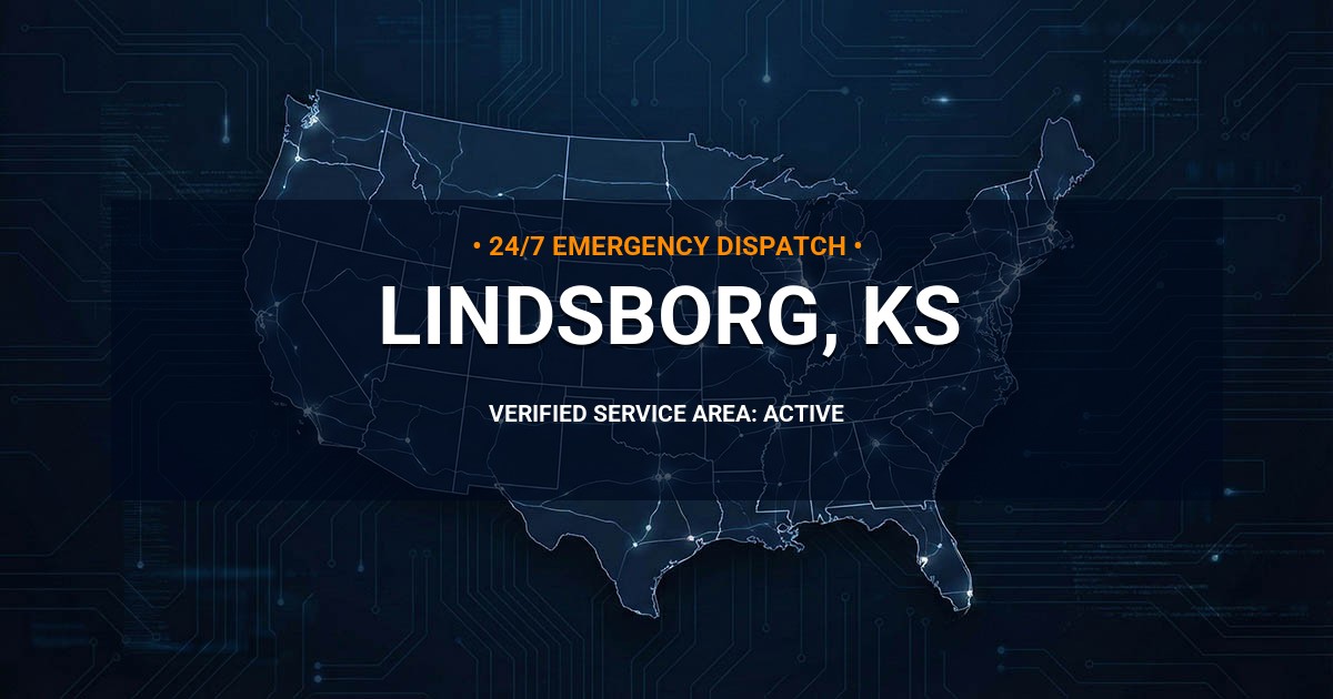 Emergency Plumbing Dispatch Map for Plumbing Services: Lindsborg, KS