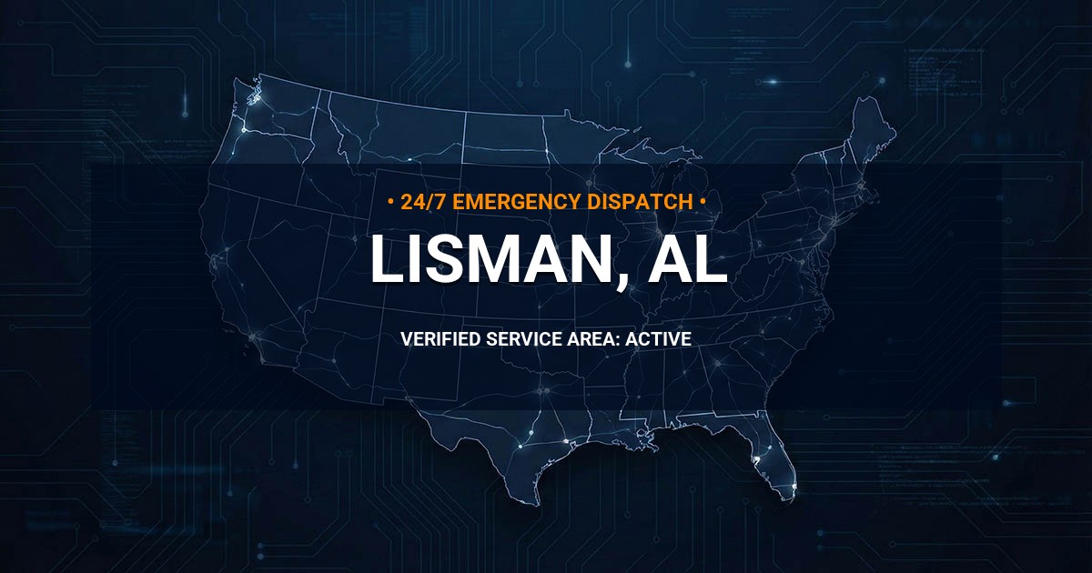 Emergency Plumbing Dispatch Map for Plumbing Services: Lisman, AL