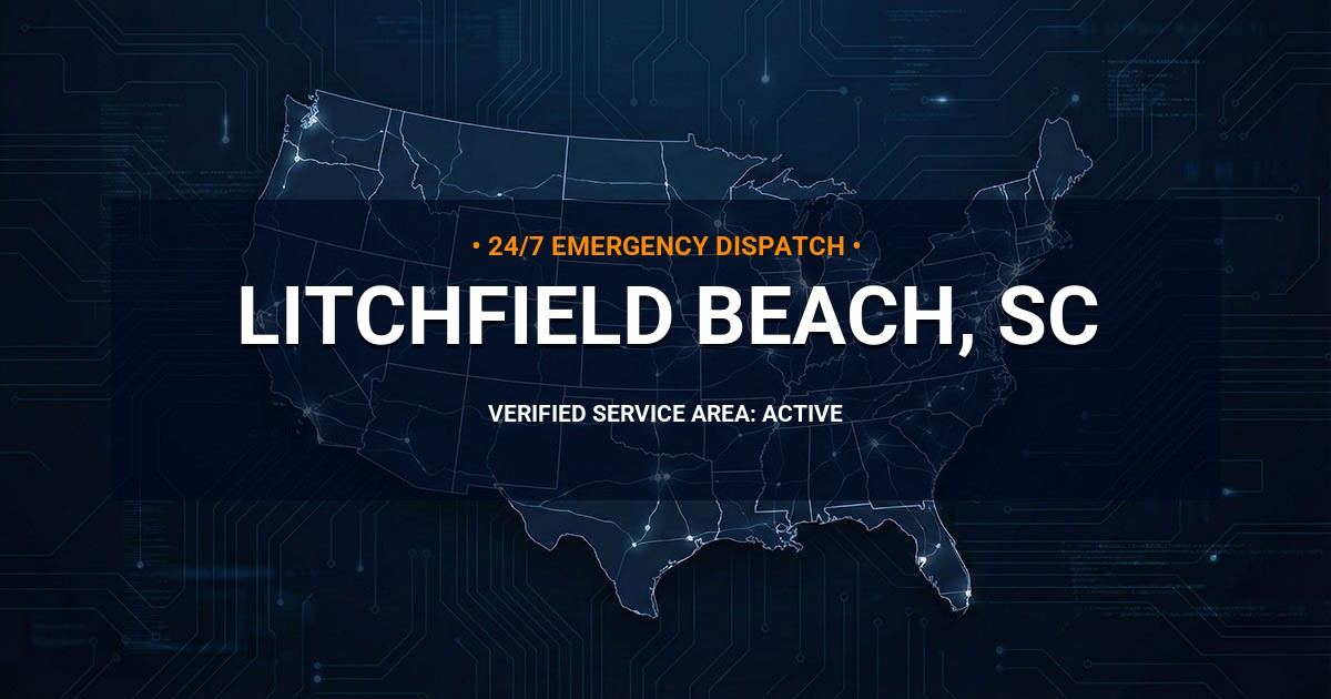 Emergency Plumbing Dispatch Map for Plumbing Services: Litchfield Beach, SC