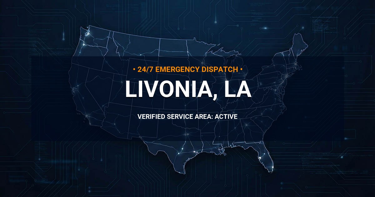 Emergency Plumbing Dispatch Map for Plumbing Services: Livonia, LA
