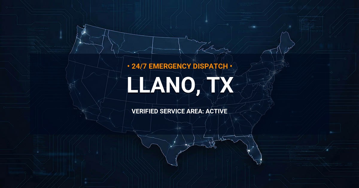 Emergency Plumbing Dispatch Map for Plumbing Services: Llano, TX